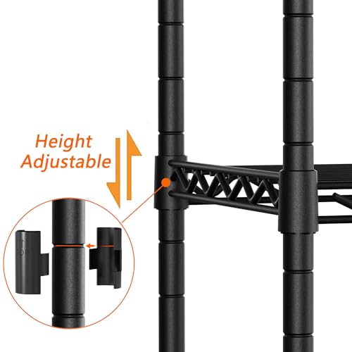 Heavy Duty 3-Shelf Storage Shelves - 36x14x35.8 Black Metal Wire Rack with Adjustable Height - No Wheels