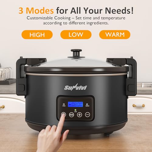 8.5 Quart Programmable Slow Cooker with Locking Lid & Digital Timer - Black