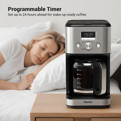 Gevi 14-Cup Programmable Drip Coffee Maker with Glass Carafe