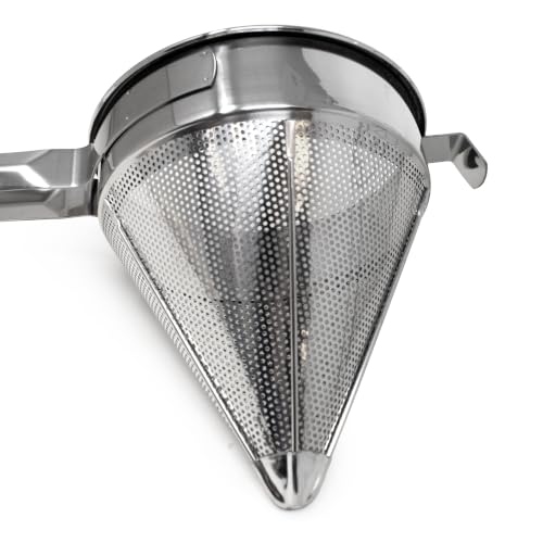 9x7 Inch Stainless Steel Conical Chinois with Stand and Pestle for Straining and Pureeing