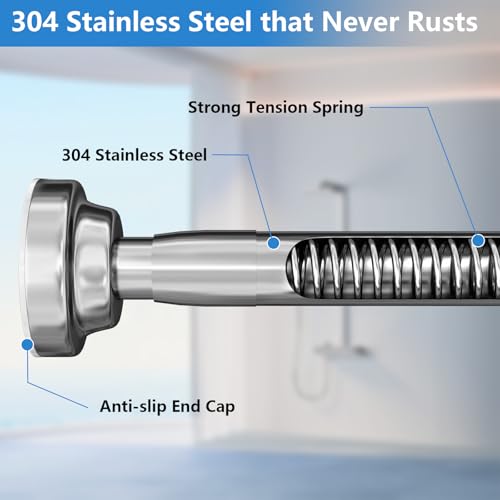Umimile Adjustable Stainless Steel Shower Curtain Rod 50-86 Inches Tension Rod