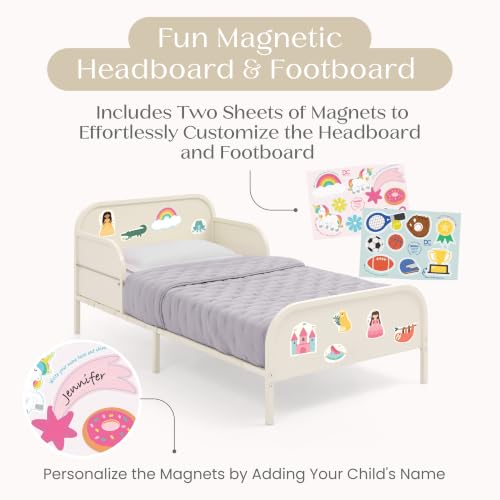 Delta Children Magic Magnet Toddler Bed with Book Storage - Oatmeal