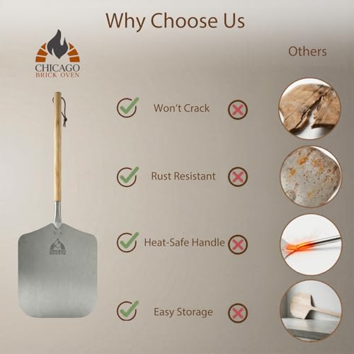 Premium Aluminum 12x14 Pizza Peel with Detachable Handle – Chicago Brick Oven