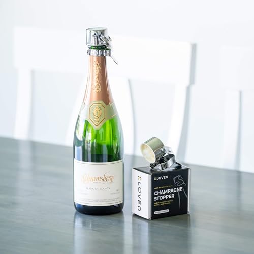 KLOVEO Champagne Stopper Chrome 2-Pack - WAF Patented Seal, Made in Italy