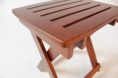 Portable Bamboo Shower Bench - Folding Shower Stool Seat Chair Support Up to 500LBS