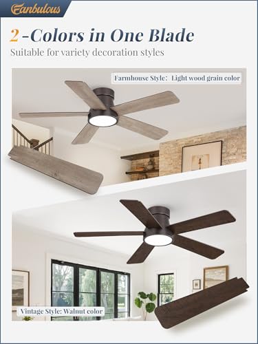 Fanbulous 42 Inch Modern Ceiling Fan with Light Remote Control, Flush Mount