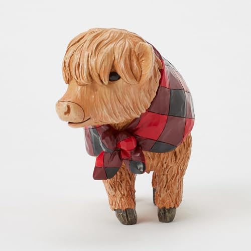 Enesco Jim Shore Highland Glen Calf Figurine with Plaid Scarf 4.5 In