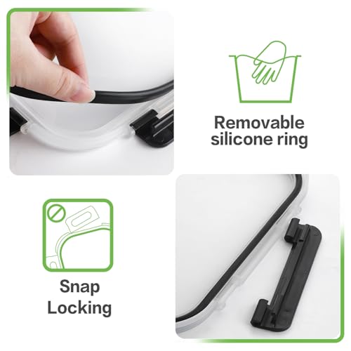 Black HOMBERKING 10-Pack Glass Meal Prep Containers with Locking Lids, 36oz & 14oz