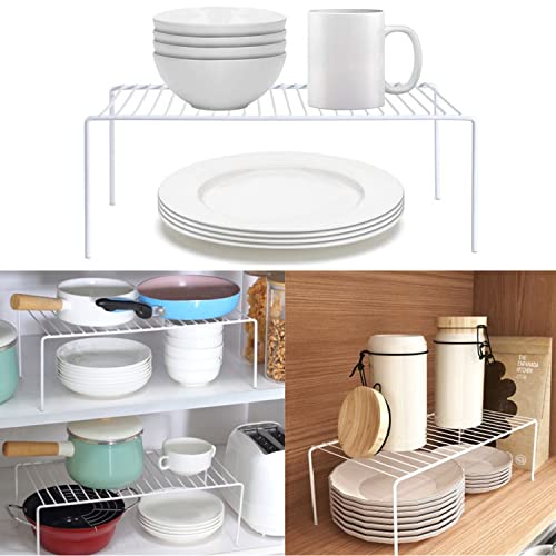 Kitchen Cabinet Shelf Organizer Set of 6 - Medium White Metal Wire Shelves