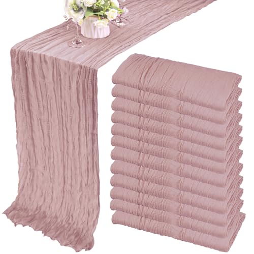 12 Pack 10Ft Cheesecloth Table Runner 35x120 Inch Boho Gauze Rustic