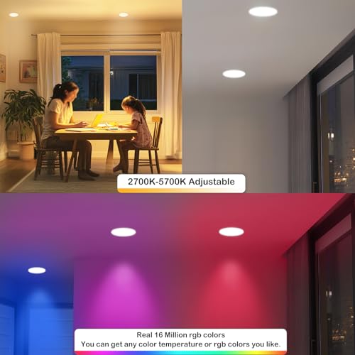 MELPO 12-Pack 6 Inch Smart Recessed LED Ceiling Lights RGBWW Compatible with Alexa & Siri