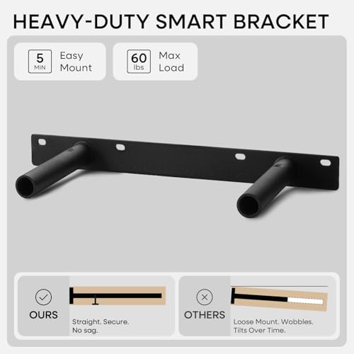 Modern Black Floating Shelves Set of 2 - 12 Inch Solid Pine Wall Storage
