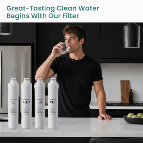4 Pack Water Filter Set for RO100ROPOT & UV Reverse Osmosis Systems - Compatible with Bluevua