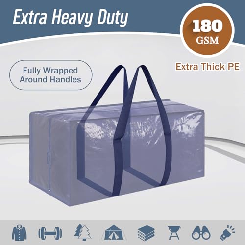 Dark Blue Heavy Duty Moving Bags 12 Pack with Strong Zipper & Handles