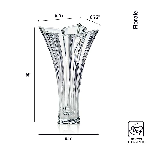 14-Inch Crystal Floral Vase with Organic Petal Design - Elegant Home Decor