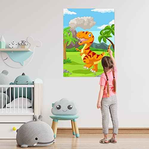 NEBURORA Pin The Tail on The Dinosaur Party Game with 30 Tails for Birthday Christmas Party Supplies, Boys Girls Decorations, Home Wall Decor
