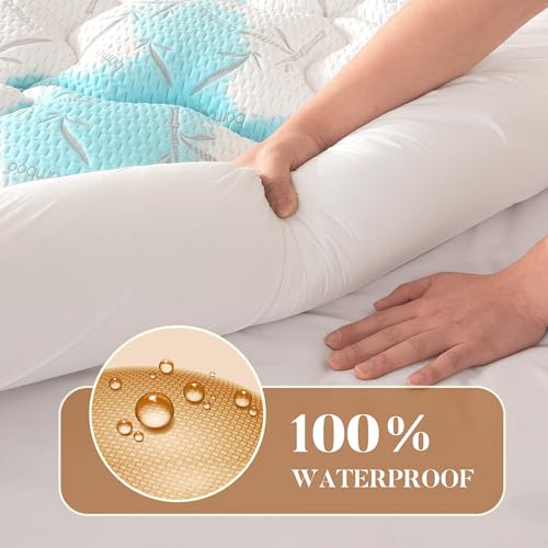Primesoft King Size Waterproof Mattress Topper - Thick Pillow Top, Breathable & Soft, Fits Up to 21 Inch Deep, White