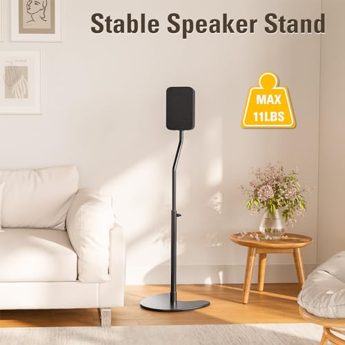 Mounting Dream Adjustable Speaker Stands - 4.7 x 7.9 Inch Floor Stands for Speakers, Supports Up to 11lbs, Cable Management