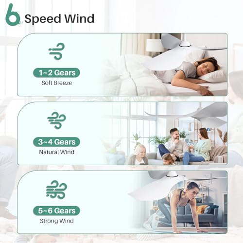 A-52 Inch White Ceiling Fan with Remote Control, 3 Blades, Low Profile, No Light