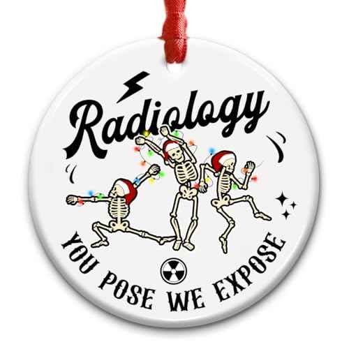 Funny Radiology Christmas Ornament 2025 - Radiologist Ornament Gift for X-Ray Tech, MRI Technologist, Radiologic Technologist, Radiographer Students & Coworkers - Ceramic Radiology Decoration