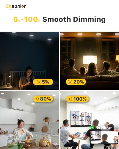 Ensenior 6 Inch LED Recessed Light 20 Pack, Dimmable Canless Wafer with 5CCT