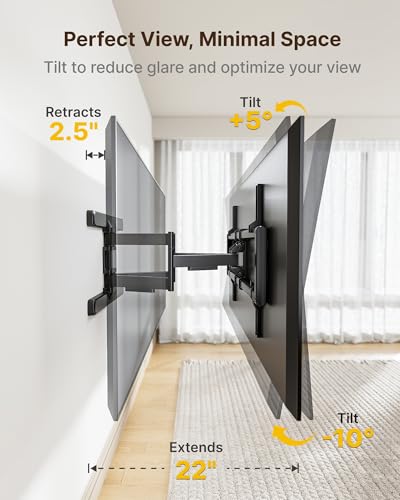 43-90 Inch Full Motion TV Wall Mount Dual Arm Adjustable Bracket - VESA Up to 800x400