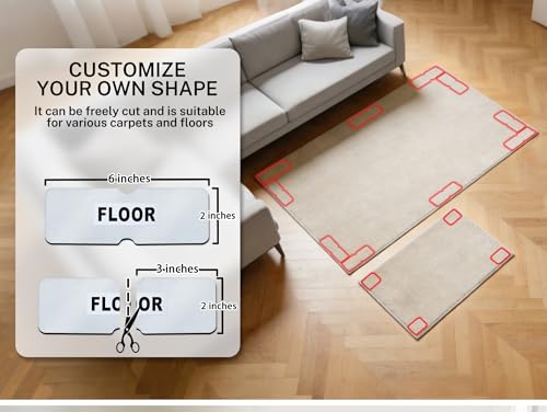 Urdar Brunnr 24 Pack Reusable Rug Tape Grippers for Hardwood & Tile Floors