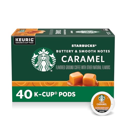 Starbucks Caramel Flavored K-Cup Coffee Pods - 40 Count, Compatible with Keurig