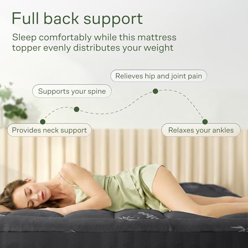 Dark Gray King Mattress Topper - Ultra Soft Memory Foam Bed Topper for Back Pain Relief
