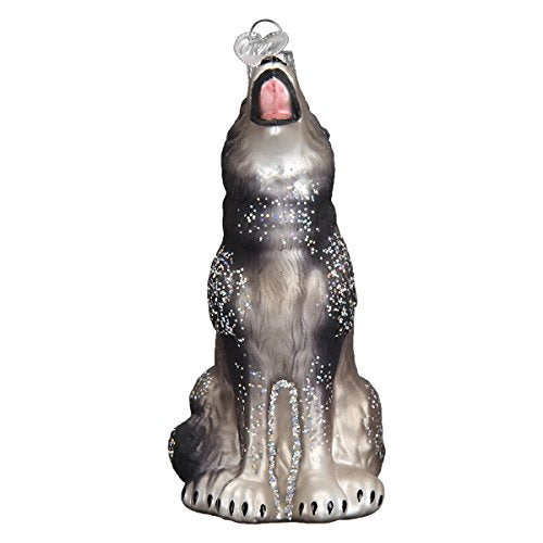 Old World Christmas Howling Wolf Glass Ornament for Tree – Wolf Variation