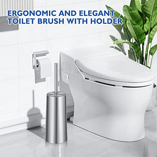 Toilet Brush and Holder, 2 Pack Stainless Steel, Bowl for Bathroom
