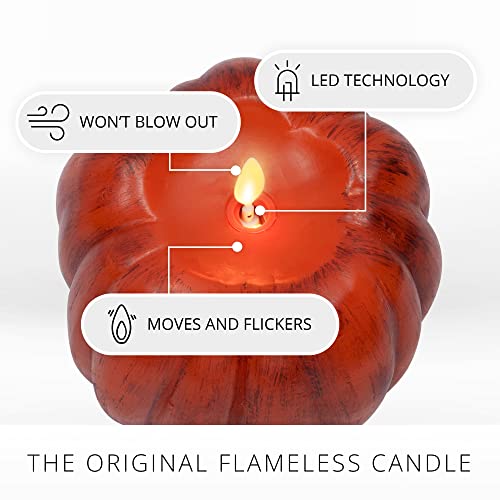 Luminara Flameless Flickering Pumpkin Candle - Antique Orange, 5.25" x 4.5"