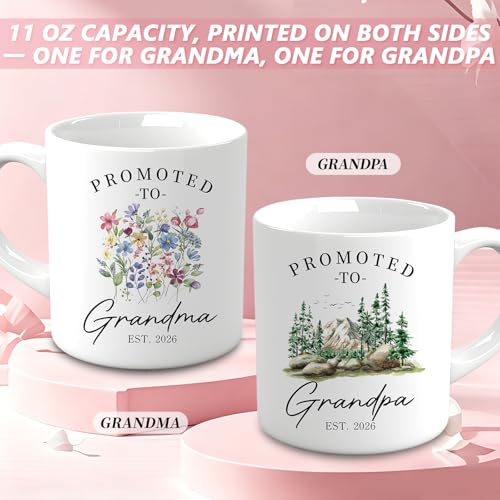 Promoted to Grandparents Mug Set - 11 Oz Gifts for First Time Grandparents