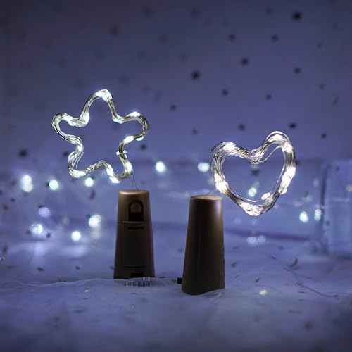 Wine Bottle Lights 20 LEDs Cork Lights Waterproof Battery (Included) Operated Fairy Mini String Lights for DIY Jar Indoor Bedroom Party Wedding Christmas Decor Pack of 4(Cool White)