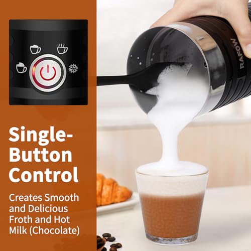 Rafow 300ML 4-in-1 Electric Milk Frother Steamer for Hot & Cold Coffee Drinks