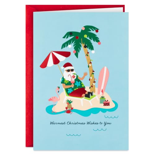 Hallmark 16-Pack Funny Christmas Cards with Envelopes – Tropical Santa Beach Design