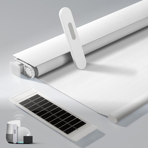 Motorized No-Drill Smart Window Blinds with Remote - White 34x72