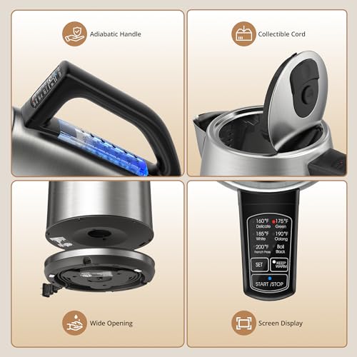 Electric Tea Kettle 1.7L with Precise Temperature Control - Indigo