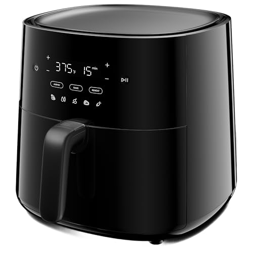 3-in-1 Air Fryer 5.3 QT Capacity - Digital Display, 3 Cooking Modes, Presets - Black