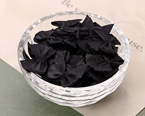 Shapenty Black Mini Satin Ribbon Bows 2.5cm for Crafts & Decorations, 60PCS