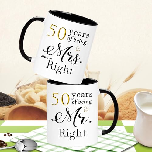 50 Year Anniversary Coffee Mugs Set of 2 for Couple Her & Him - WOSIWULA