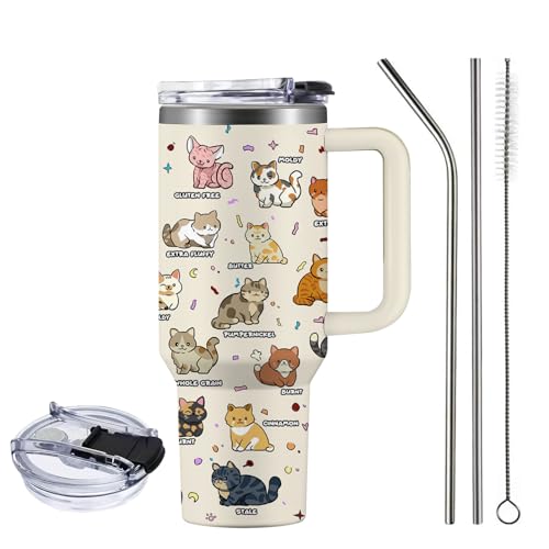 NIAXAUYT 40oz Cat Loaf Tumbler with Handle - Funny Cat Themed Gift for Cat Lovers - Types of Cat Loaf01