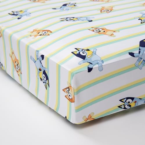 Bluey Blue 4-Piece Toddler Bedding Set with Reversible Comforter & Sheets – Fits Standard Toddler Bed, Boy or Girl
