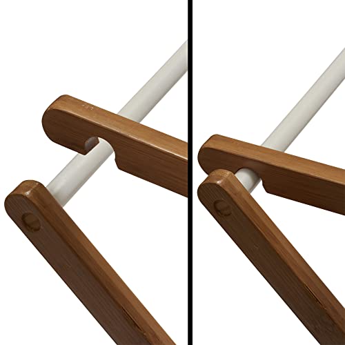 Household Essentials Bamboo Folding Clothes Drying Rack - Free Standing, White, 11 Dowels & Flat Shelf