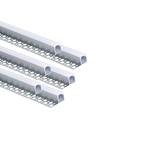 6-Pack 3.3ft LED Channel for Drywall and Tile Edges - Includes Milky Diffuser