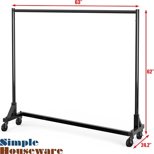 Black Industrial Garment Rack 63" W Heavy-Duty Steel Clothing Organizer