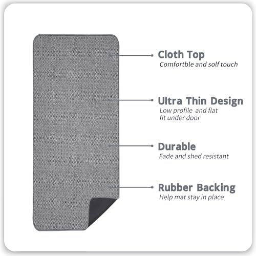Bosap Grey 2' x 5' Ultra Thin Non-Slip Bathroom Runner Rug - Quick Dry, Machine Washable