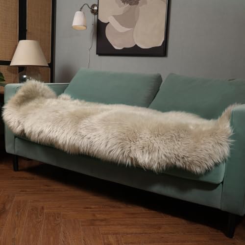 Australian Sheepskin Rug - Creamy Gray Double Pelt 2ft x 6ft Area Rug & Seat Cover