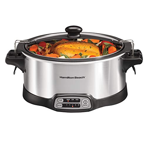 Hamilton Beach Programmable 6 Qt Slow Cooker with Stovetop Sear & Travel Lid Lock - Silver (33663)