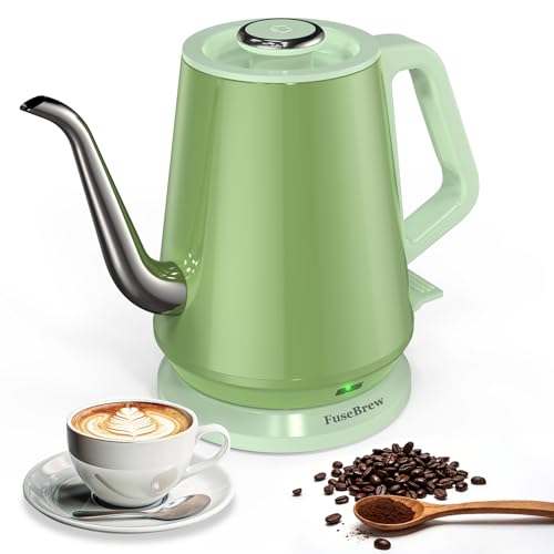 Gooseneck Electric Kettle 0.8L, 1200W Fast Boil, Stainless Steel, Green